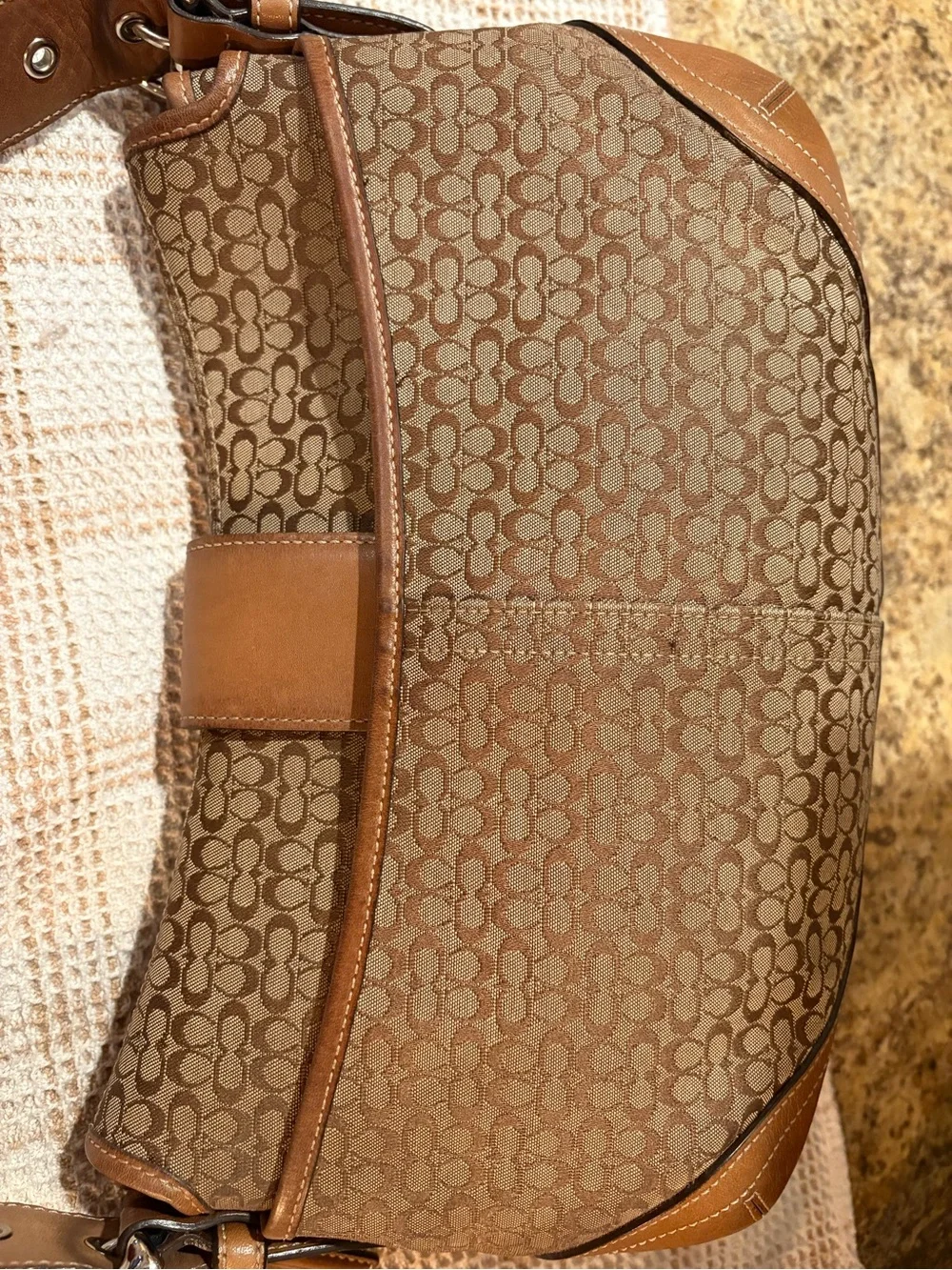 Vintage Coach Soho! Signature Large Flap Shoulder Bag -Jacquard & Leather